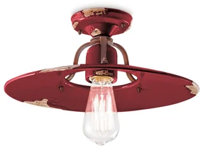 Plafoniera Vintage Country Ferro E Ceramica Bordeaux 1 Luce E27