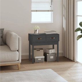 Tavolo Consolle Grigio 76,5x40x75 Cm İn Legno Massello Di Pino /