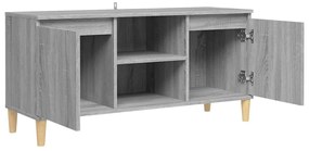 Mobile tv gambe in legno massello grigio sonoma 103,5x35x50 cm