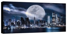 Stampa su tela Luna Piena su New York, multicolore 145 x 75 cm