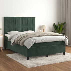 Giroletto A Molle Con Materasso Verde Scuro 140x200 Cm Velluto /