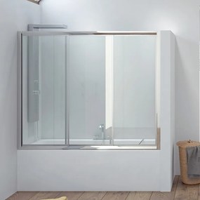 Box per vasca da bagno 160cm con due ante scorrevoli e una fissa P2000 - KAMALU