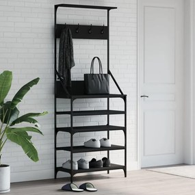 Appendiabiti Con Porta Scarpe Nero 70x34x184 Cm /