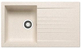 Lavello 1 vasca con gocciolatoio laterale destro o sinistro DELINIA Scirocco resina L 50 x L 86 cm avena
