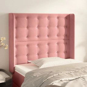 Testiera Ad Orecchio Nera 83x16x118/128 Cm İn Velluto /