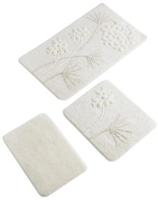 Set di 3 tappetini da bagno bianchi Orkide - Foutastic