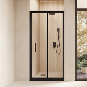 Box Doccia a Soffietto 80 Cm Giava "Soffio" Nero Essenza/Vetro Trasparente