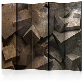 Paravento Scalini di pietra II (5 parti) - astrazione geometrica in cemento