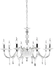 Lampadario sospeso LIVIA in vetro e cristallo Bianco 8 luci