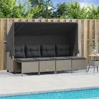 Set Divano da Giardino 5pz con Cuscini Grigio Chiaro Polyrattan 3261544