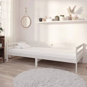 Divano letto con materasso 90x200 cm bianco in legno di pino