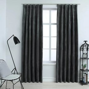 Tende Oscuranti Con Ganci 2 Pz Antracite İn Velluto 140x225 Cm /