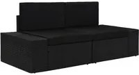 Divano Modulare a 2 Posti in Polyrattan Nero 49505