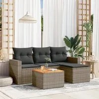 Set Divano da Giardino 5 pz con Cuscini Grigio in Polyrattan 3256424