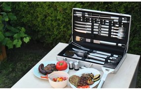 Utensili per grigliate in acciaio inox con valigetta 30 pz