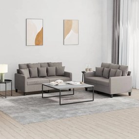Set Di Divani 2 Pz Con Cuscini Tortora İn Tessuto /