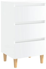 Comodini con gambe in legno 2 pz bianco lucido 40x35x69 cm
