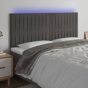 Testiera A Led Grigioscuro 200x5x118/128cm İn Velluto /