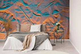 Carta da parati – Texture foglie su spiaggia sabbiosa