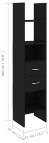 Libreria Nera 40x35x180 cm in Legno Multistrato