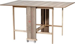 Tavolo richiudibile legno formica con ruote 140x90 cm GIORGIA Larice Grigio