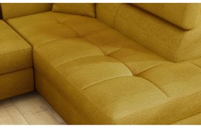 Divano angolare giallo allungabile/con contenitore (con penisola a destra/a L) Anton – ELTAP
