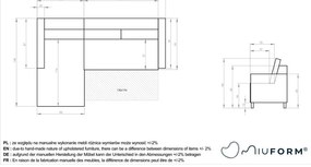 Divano letto in velluto a coste beige (angolo sinistro) Lofty Lilly - Miuform