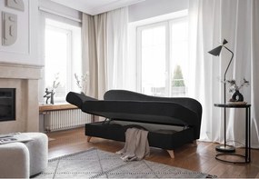 Chaise longue color antracite (con penisola a sinistra) con rivestimento in velluto a coste Chic Charlotte – Miuform