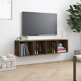 Libreria/mobile tv rovere fumo 143x30x36 cm legno multistrato