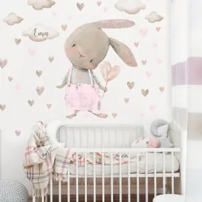 Coniglietto rosa chiaro per bambina - adesivi da parete | Inspio