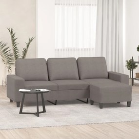 Divano A 3 Posti Con Poggiapiedi Tortora 180 Cm İn Tessuto /