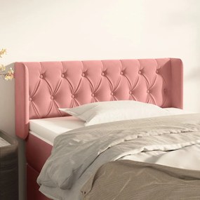 Testiera Ad Orecchio Rosa 103x16x78/88 Cm İn Velluto /