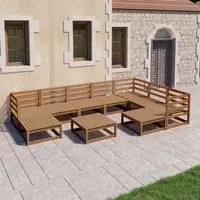 Set Divani da Giardino 10 pz Marrone Miele in Massello di Pino 3075762