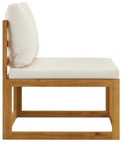 Set divani da giardino 3 pz con cuscini crema in legno acacia