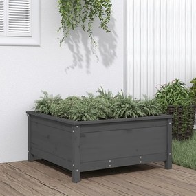 Fioriera Da Giardino Grigia 82,5x82,5x39cm Legno Massello Pino /