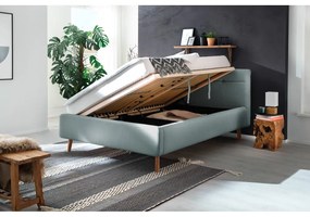 Letto matrimoniale imbottito azzurro con contenitore con rete inclusa 140x200 cm Lotte – Meise Möbel