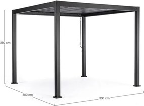 Pergola Bioclimatica 3x3 In Alluminio Con Lamelle Orientabili Antracite Pacific Bizzotto