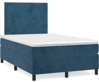 Letto a Molle Materasso e LED Blu Scuro 120x190 cm in Velluto 3270303