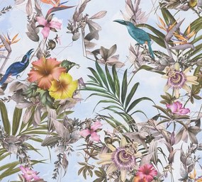 Carta da parati Tropico  multicolor azzurro, 53 cm x 10.05 m