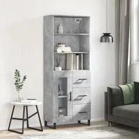 Credenza Grigio Cemento 69,5x34x180 cm in Legno Multistrato 3189537