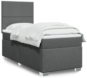Giroletto A Molle Con Materasso Grigio Scuro 90x200 Cm Tessuto /