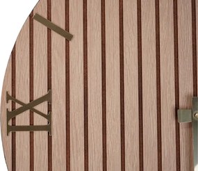 Orologio in legno 60 cm effetto cannettato e marmo bianco
