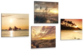 Set di quadri – Tramonto incantevole al mare