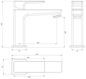 OMNIRES PM7410BL - Rubinetto del lavandino PARMA 15 cm opaco nero