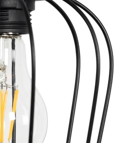 Lampada a sospensione rustica nera con legno 4 luci - Stronk