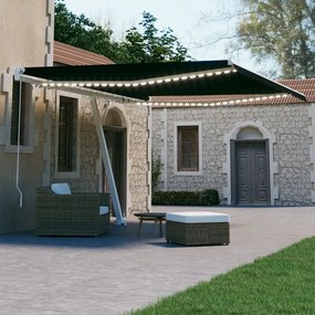 Tenda Da Sole Retrattile Manuale Con Led 400x300 Cm Antracite /