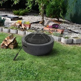 Fuoco portatile a legna con griglia grigia