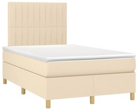 Letto a molle con materasso e led crema 120x190 cm in tessuto