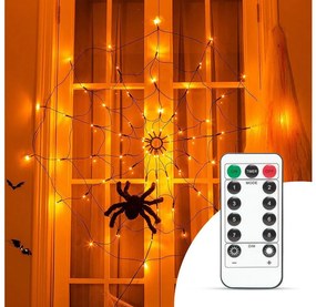 Catena decorativa LED HALLOWEEN LED/5V/8 funzioni ragnatela + telecomando