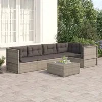 Set Divani da Giardino 5 pz con Cuscini in Polyrattan Grigio 3187195